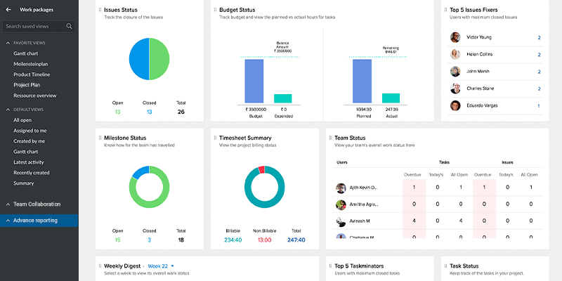 Project Management Software Dashboard