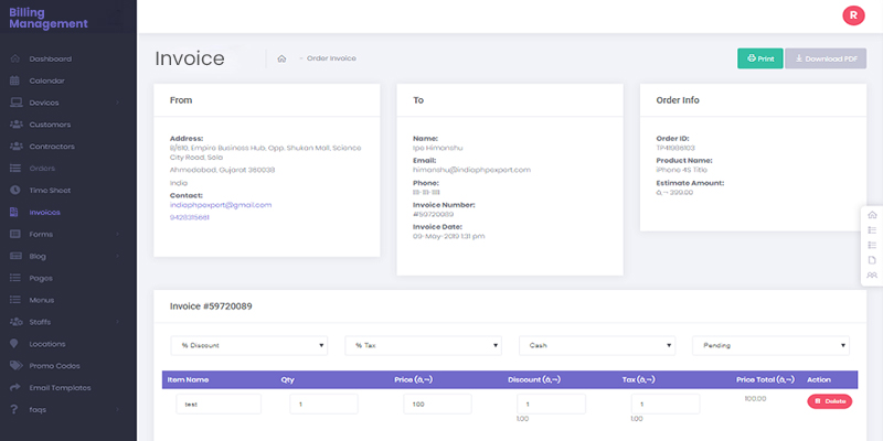 Bespoke Billing Invoice Software