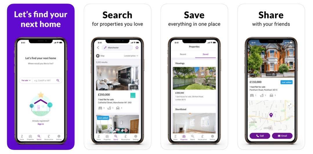 Zoopla_app_screens